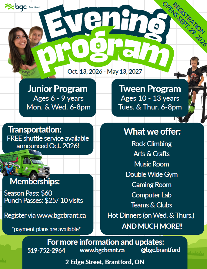 BGC Brantford Evening Program Flyer