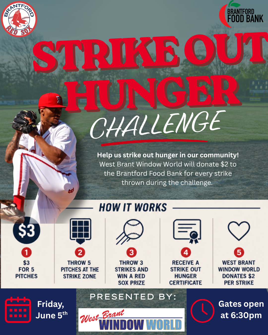Brantford Red Sox Strike Out for Hunger Poster