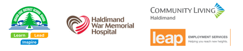 Project search Haldimand GEDSB, Haldimand War Memorial Hospital, Community Living and LEAP Employment Services Logo's