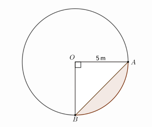 Triangle AOB, where OA equals 5m