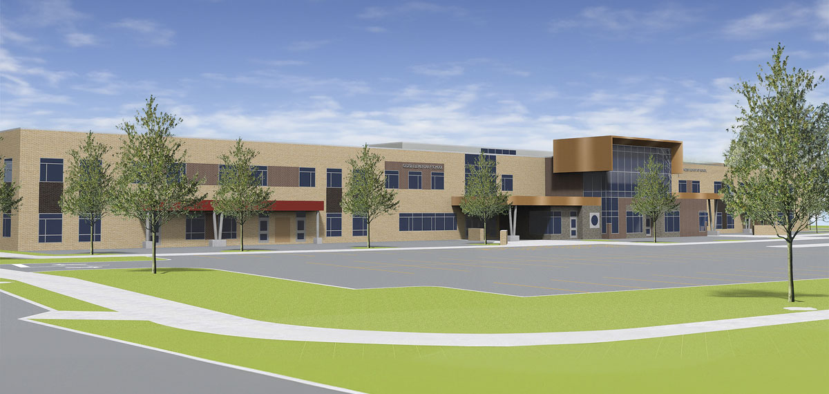 An artist's rendering of the new Caledonia school