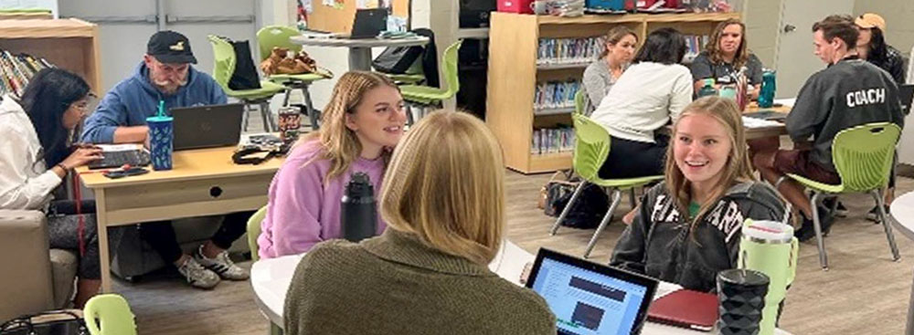 People sitting in a library