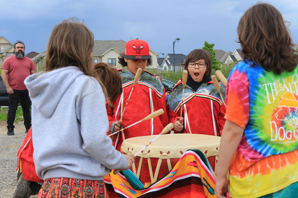 Students outside at an event