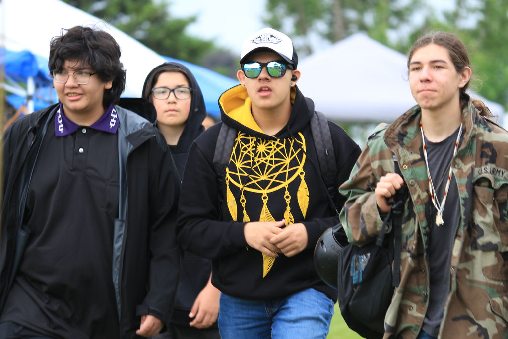 Students outside at an event