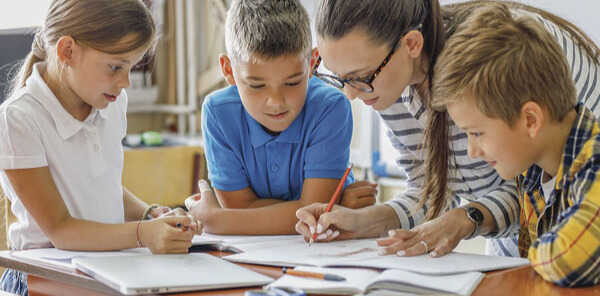 students learning with the teacher