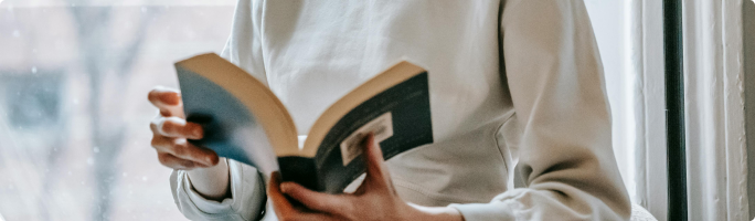 a human is reading a book