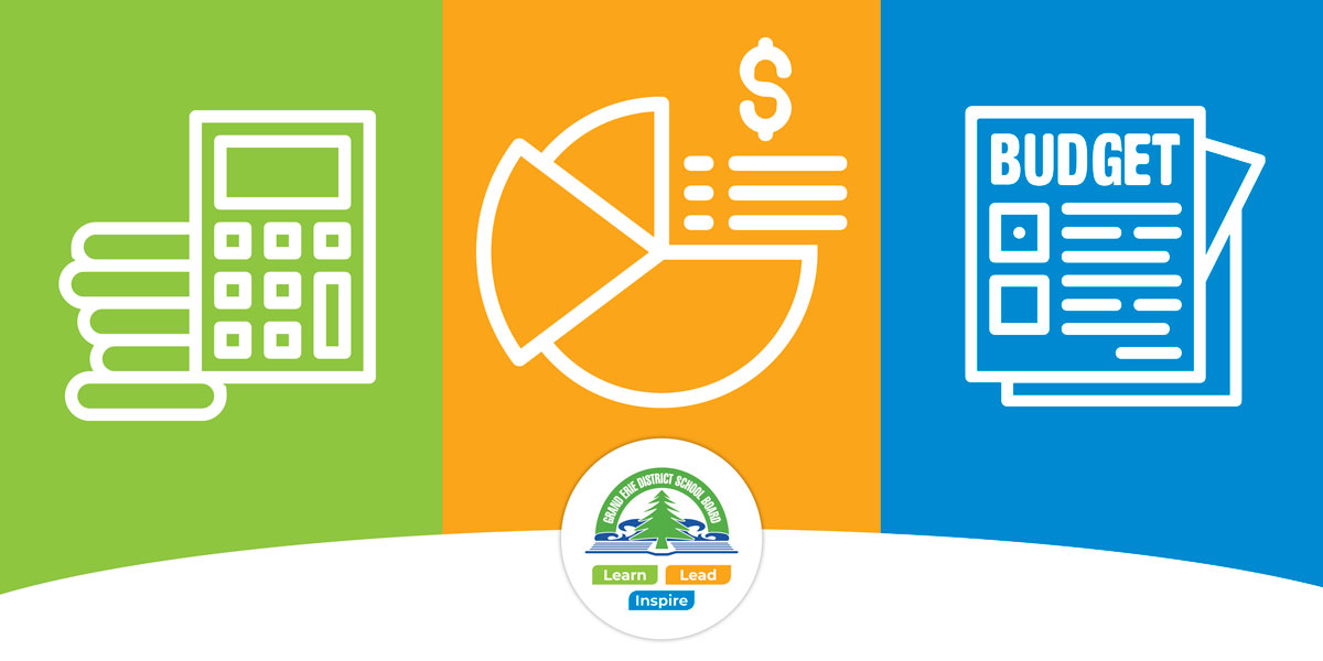 Budget-2026-1200x600px Icons of a calculator, pie chat and budget papers with Grand Erie logo