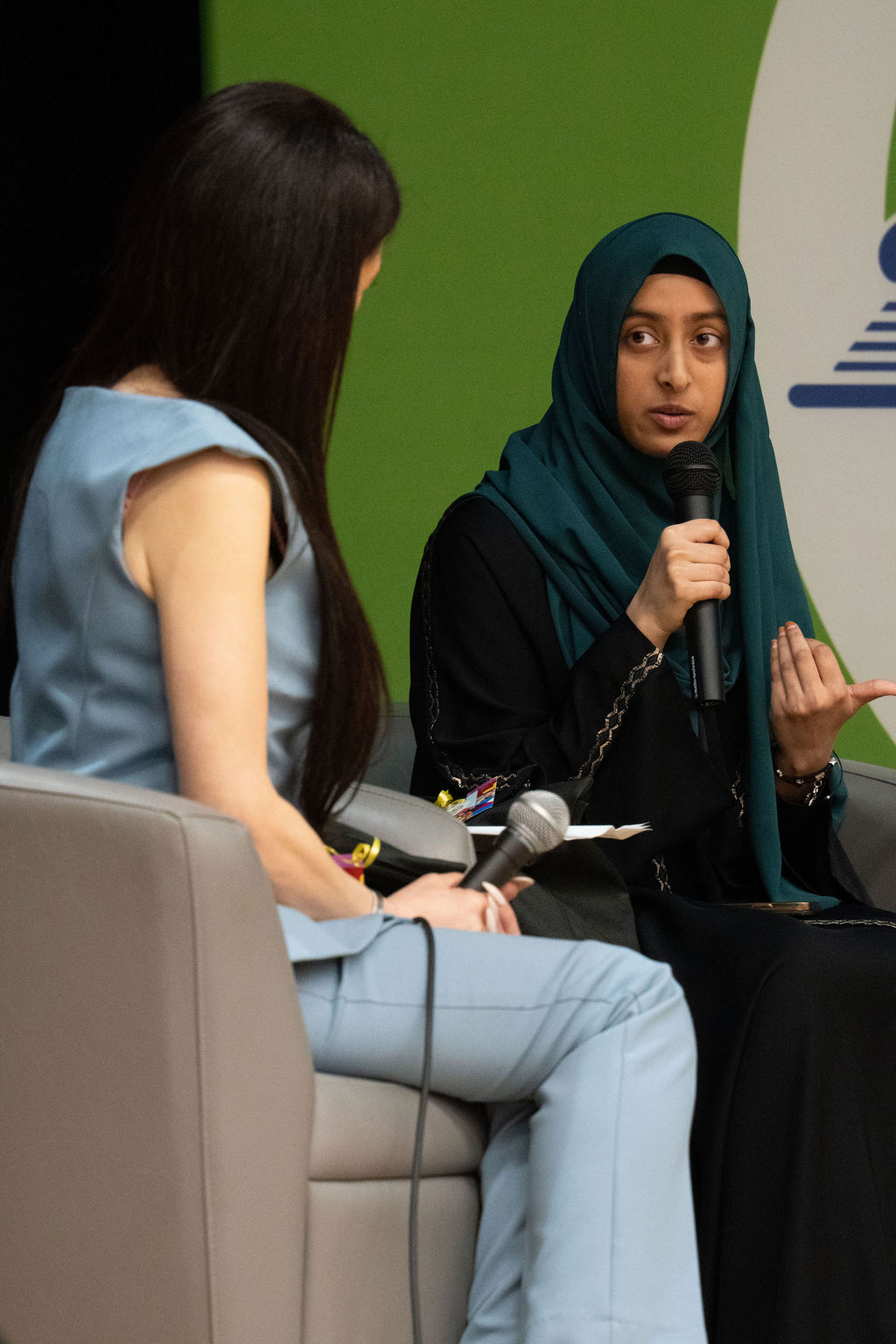 Student on panel speaking with JoAnna Roberto Student on panel speaking with JoAnna Roberto