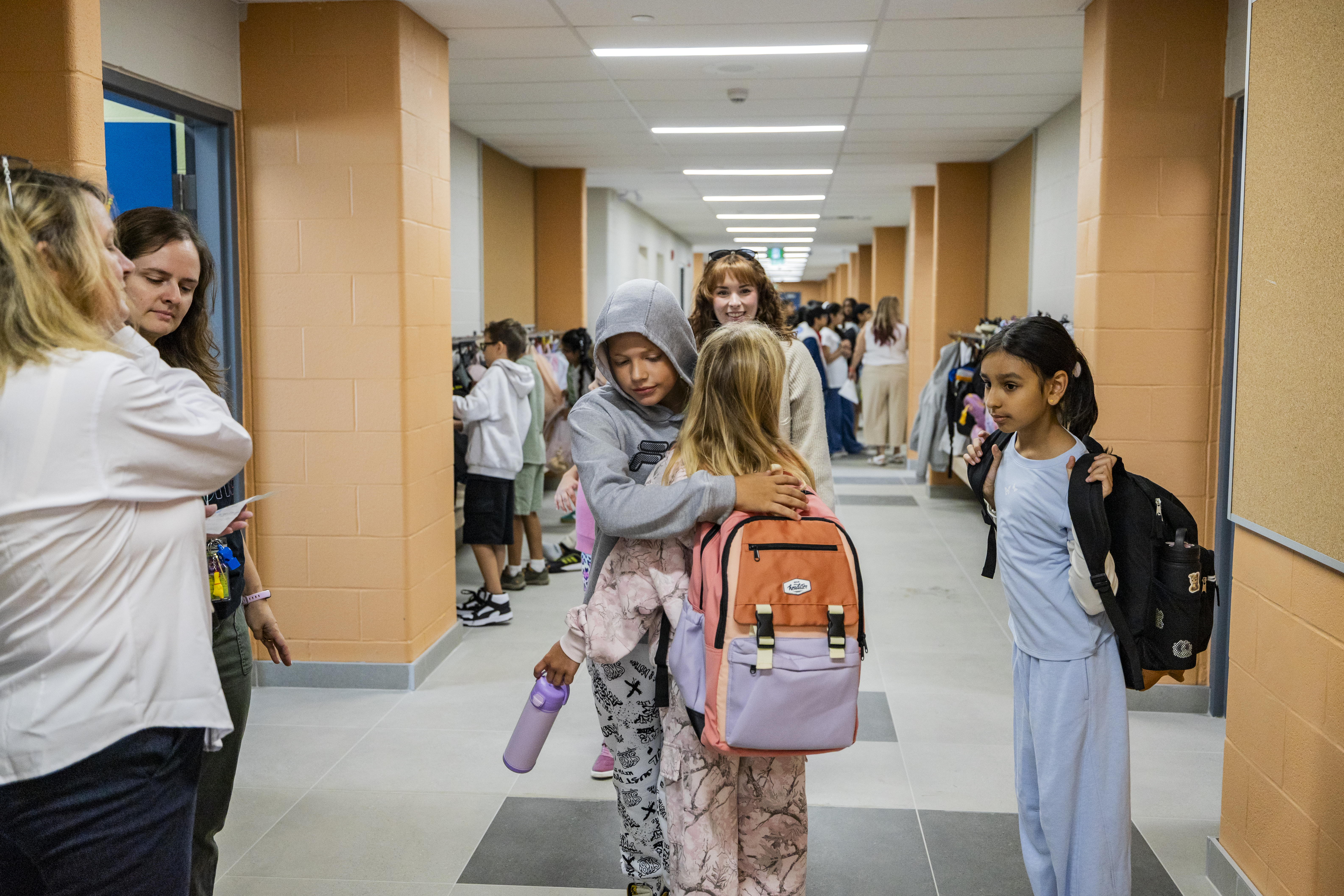 Students in hallway at Blanche E. Williams
