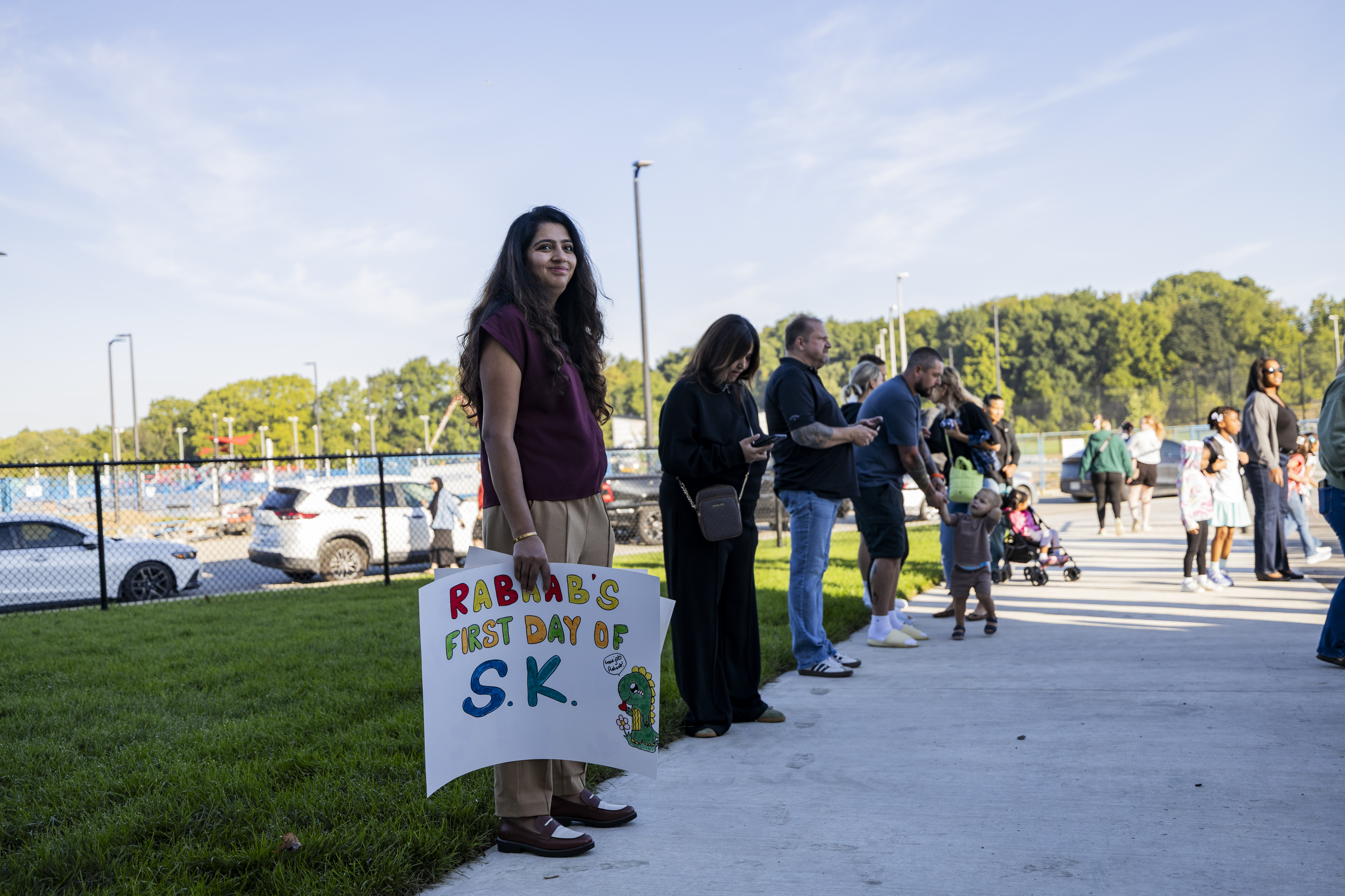 Parents on first day of school at Blanche E. Williams