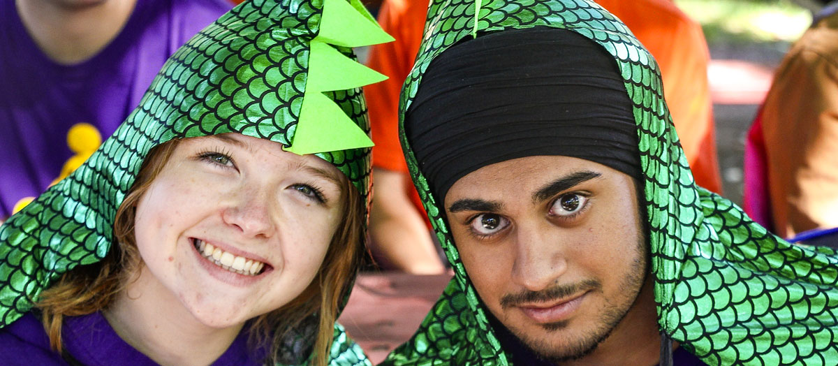 a boy and a girl wearing hats