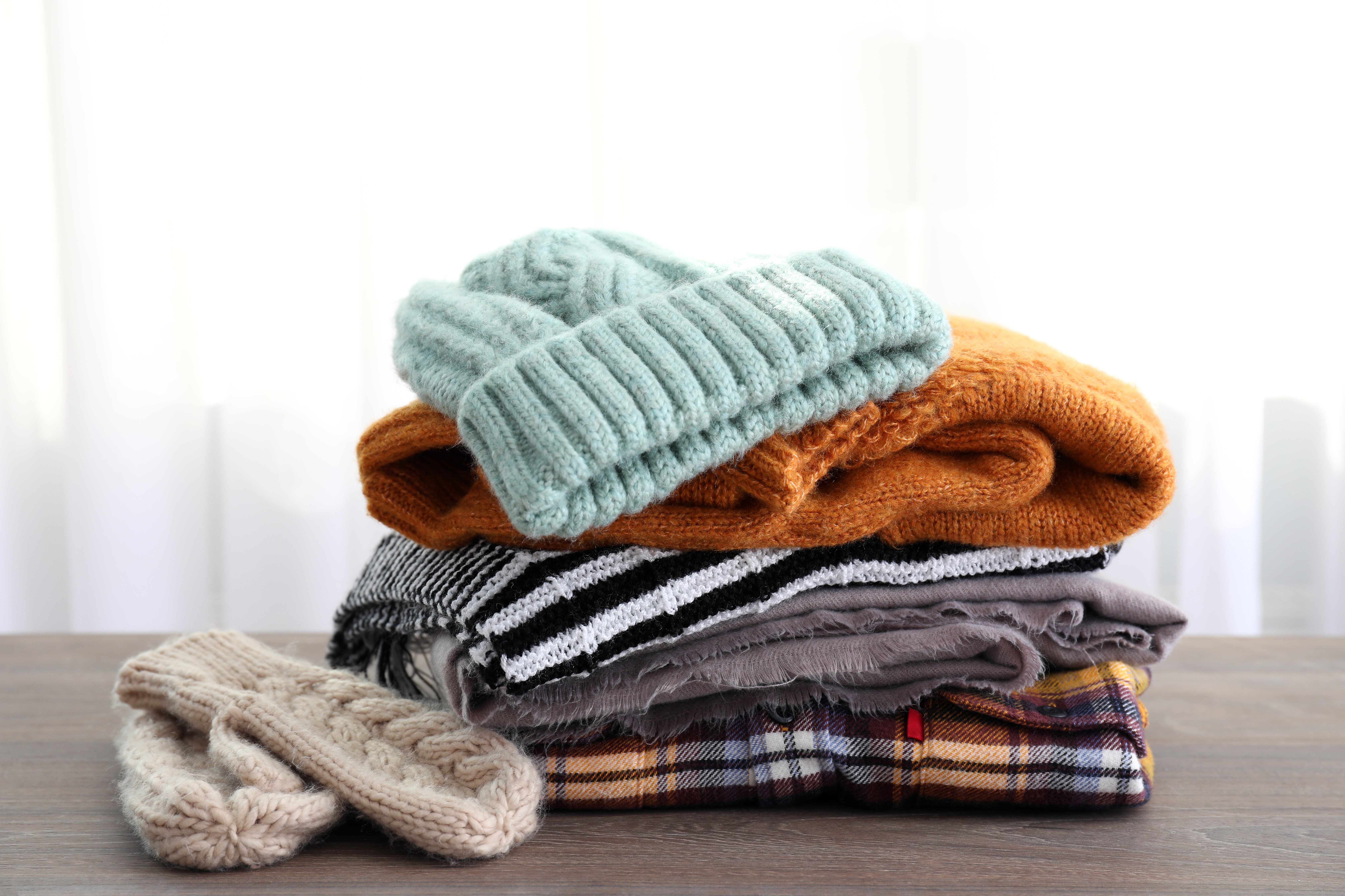 clothes on a table