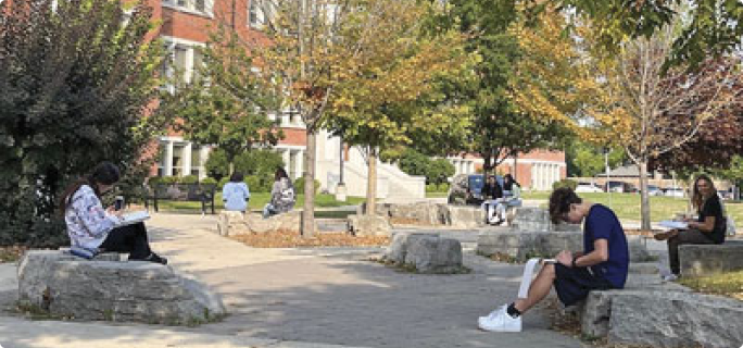 students sitting outdoors